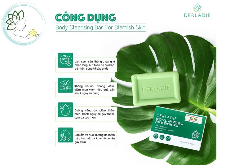 Xà phòng giảm mụn cơ thể Derladie Body Cleansing Bar For Blemish Skin